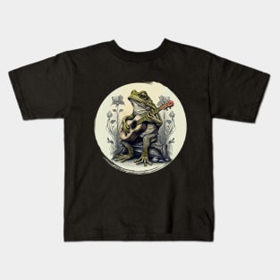 Cottagecore Frog With Acoustic Guitar Kids T-Shirt